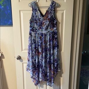 Simply Vera Vera Wang Blue Ruched Asymmetrical Sundress